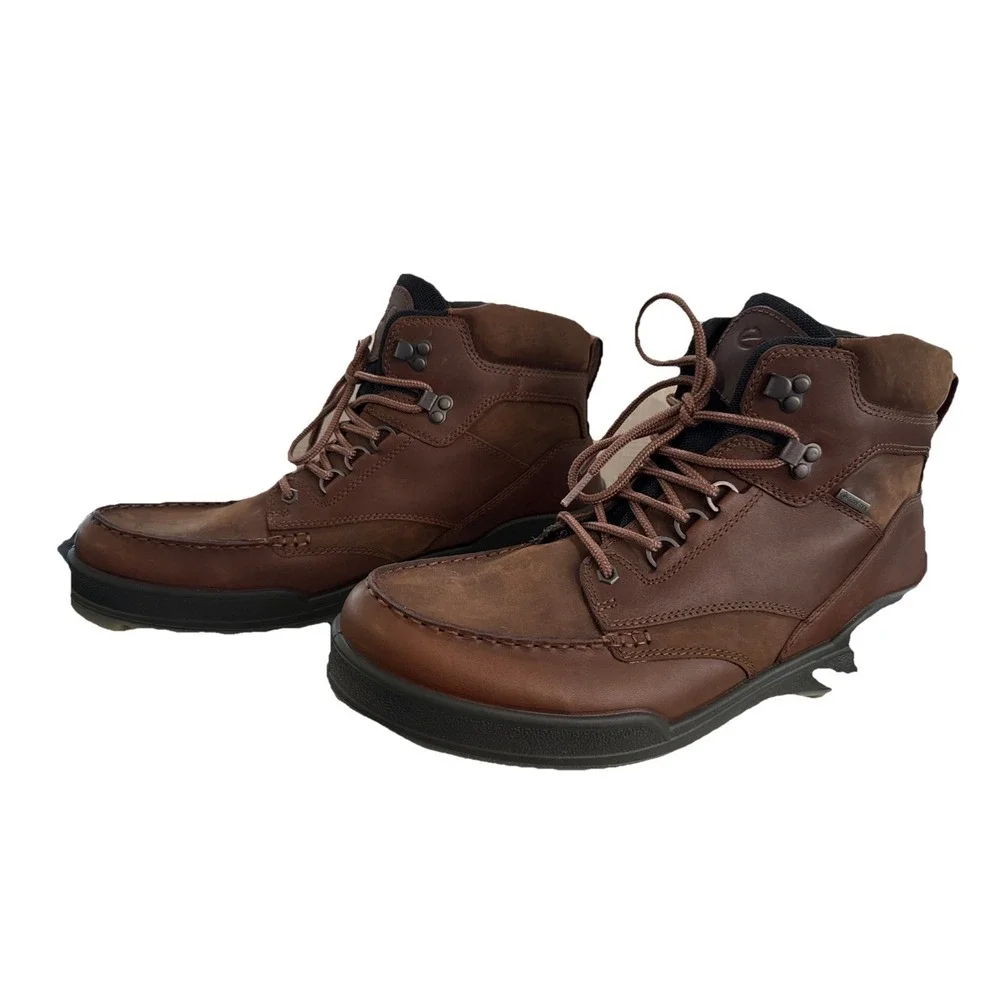 Ecco TRACK Men's Brown Leather GORE-TEX Hiking Boots 48 EU 14-14.5 US No Insoles